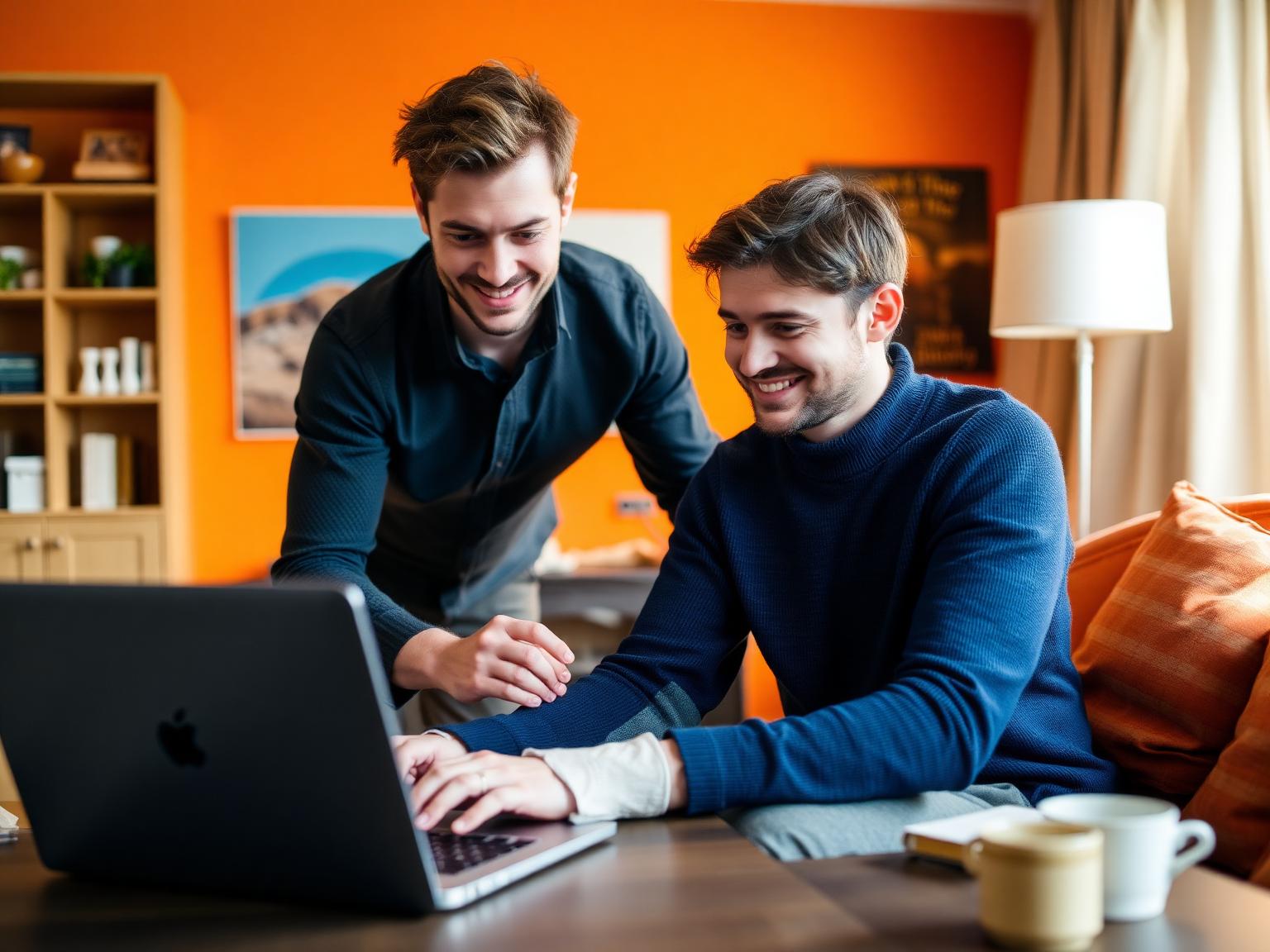 ICT-er helpt klant aan huis met laptop